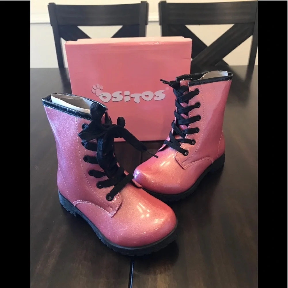 NEW Ositos Little Girls Glitter Combat Boots